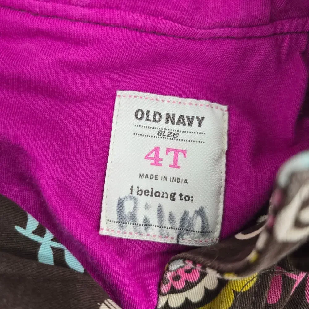 Late Y2K Era Old Navy Girls 4T Floral Winter Coat‎ (2010) – Faux Fur Hood